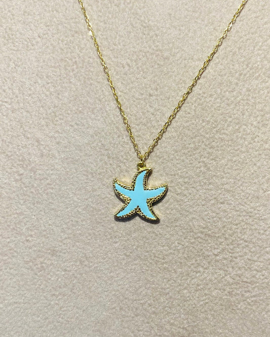 Solid 18k Gold Starfish Necklace